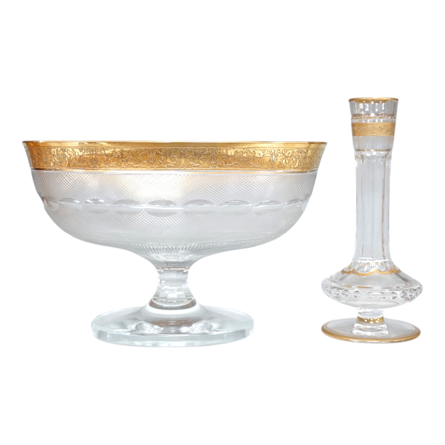 A St Louis gilt glass vase and an oval Moser bowl, diameter 22.5cm. Condition - good.